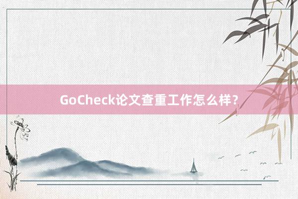 GoCheck论文查重工作怎么样？
